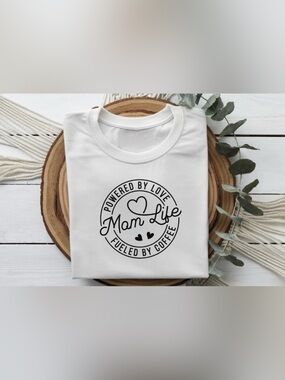 Mom Life Coffee Tee | Fueled By Coffee Shirt | Cute Mom Graphic Tee